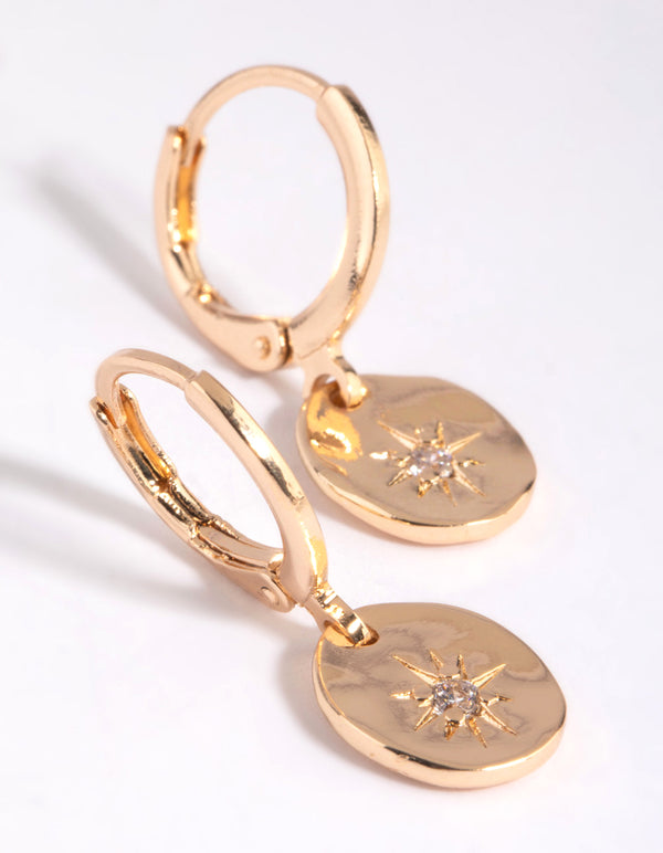 Gold Star Charm Huggie Hoop Earrings