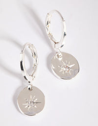 Silver Star Charm Huggie Hoop Earrings - link has visual effect only