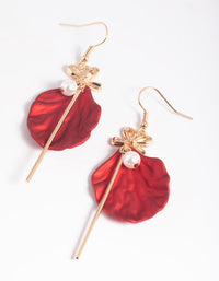 Red Pearlised Petal Drop Earrings - link has visual effect only