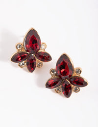 Red Flower Stud Earrings - link has visual effect only