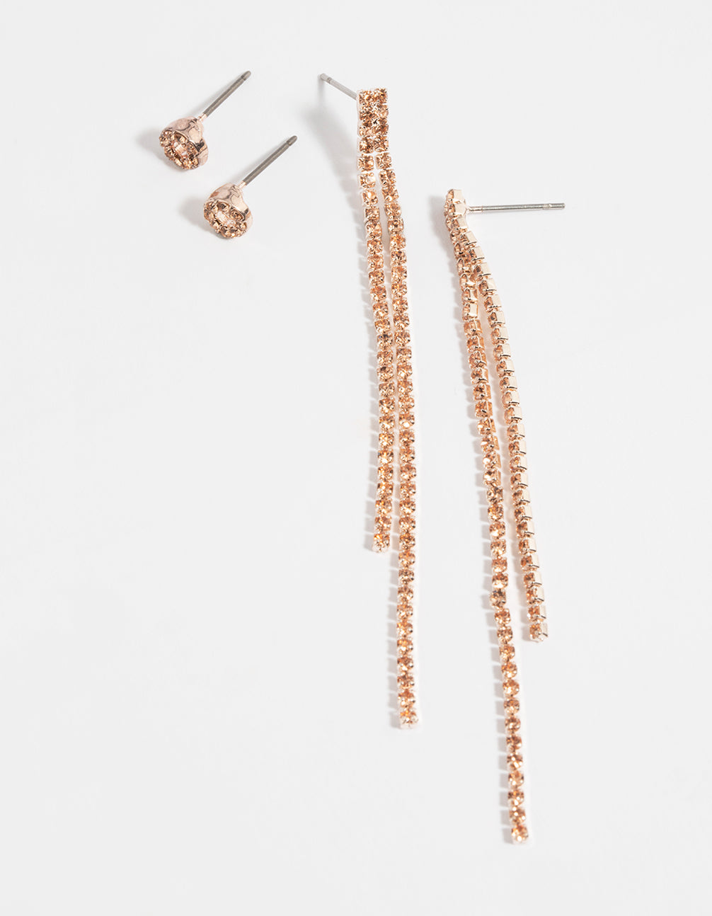 Rose Gold Diamante Stud Earring Pack