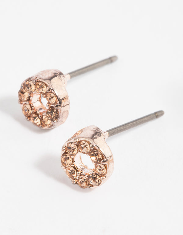 Rose Gold Diamante Stud Earring Pack