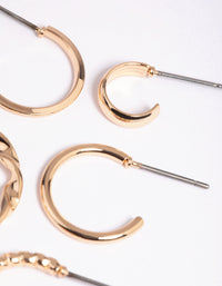 Gold Smooth & Twisted Stacking Earrings - link has visual effect only