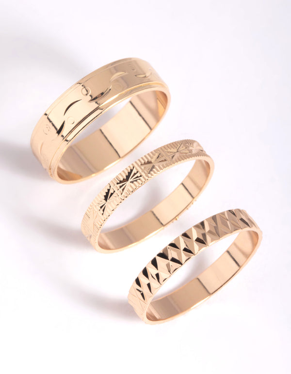 Gold Textured Ring Stack Pack