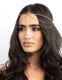 Gold Cubic Zirconica Layered Head Chain - link has visual effect only