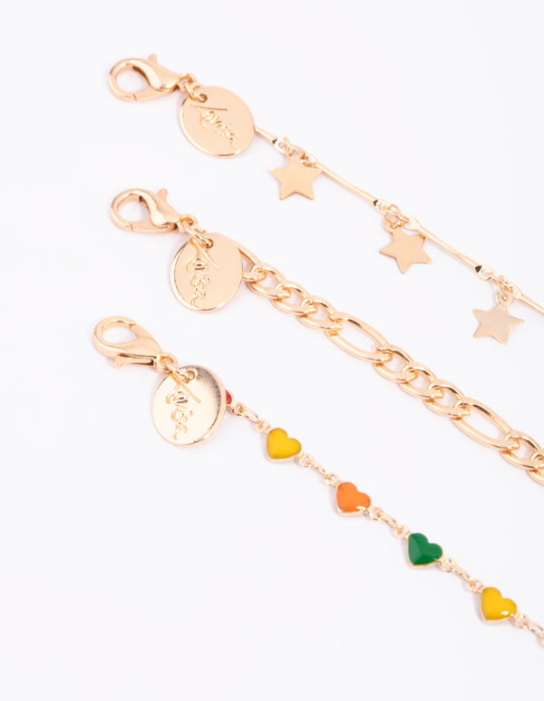 Gold Heart & Star Anklet Pack