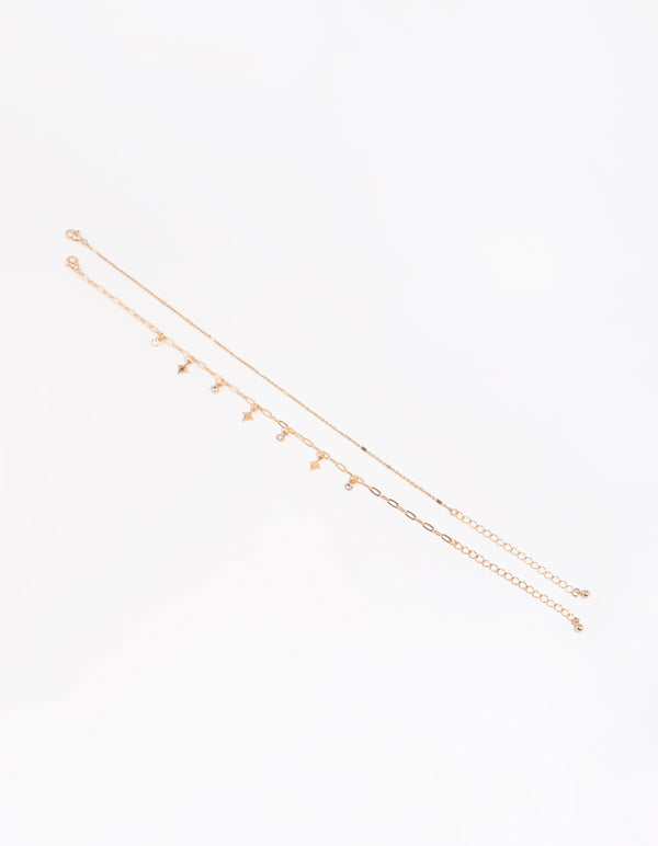 Gold Celestial Diamante Anklet Set