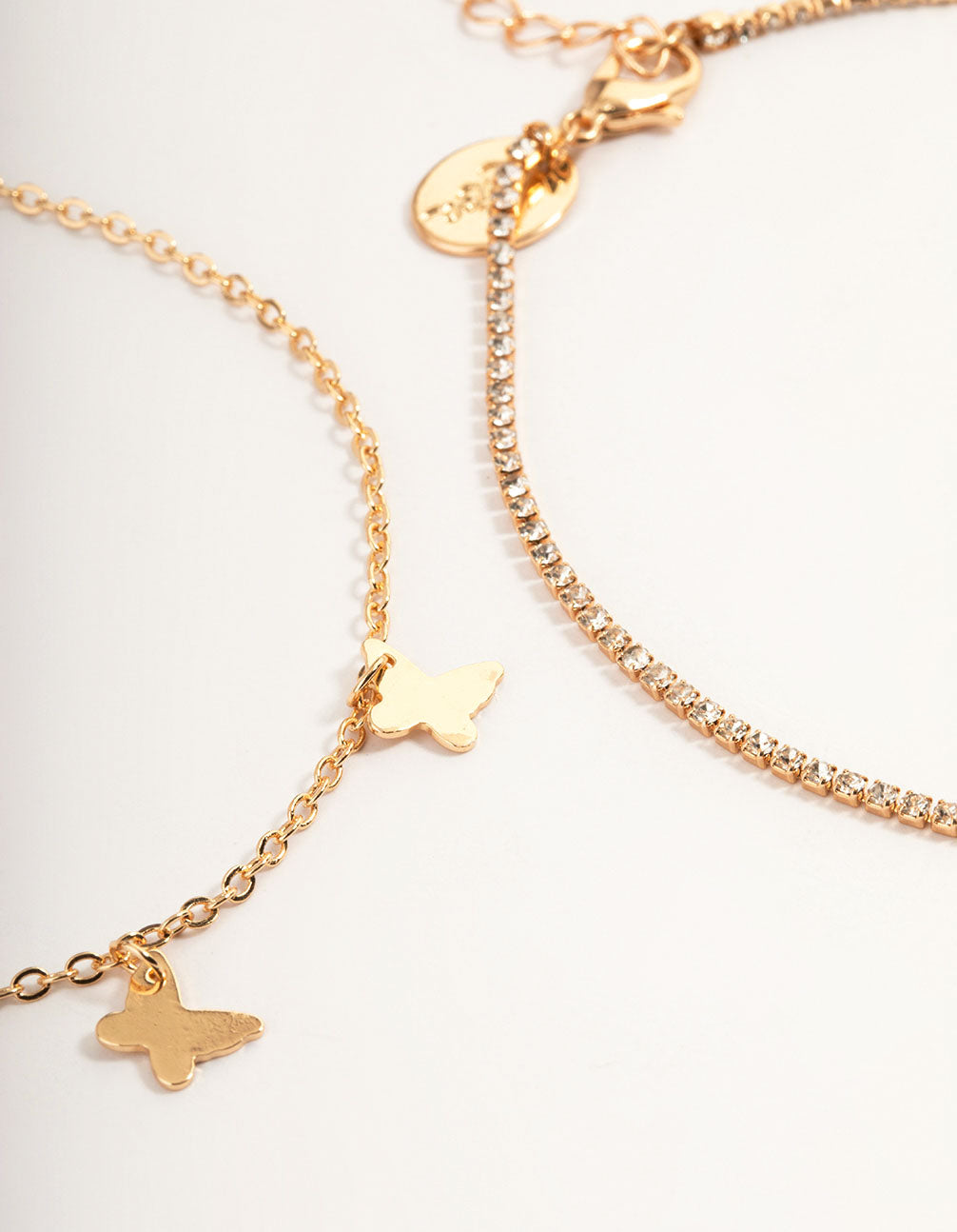 Gold Diamante Butterfly Anklet Pack