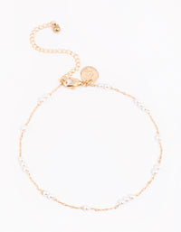 Gold Dainty Pearl Anklet - link has visual effect only