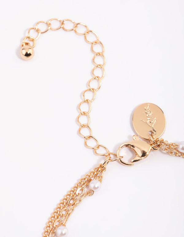 Gold Cubic Zirconia Pearl Anklet Pack