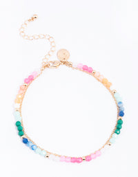 Gold Chain & Bead Anklet Pack - link has visual effect only