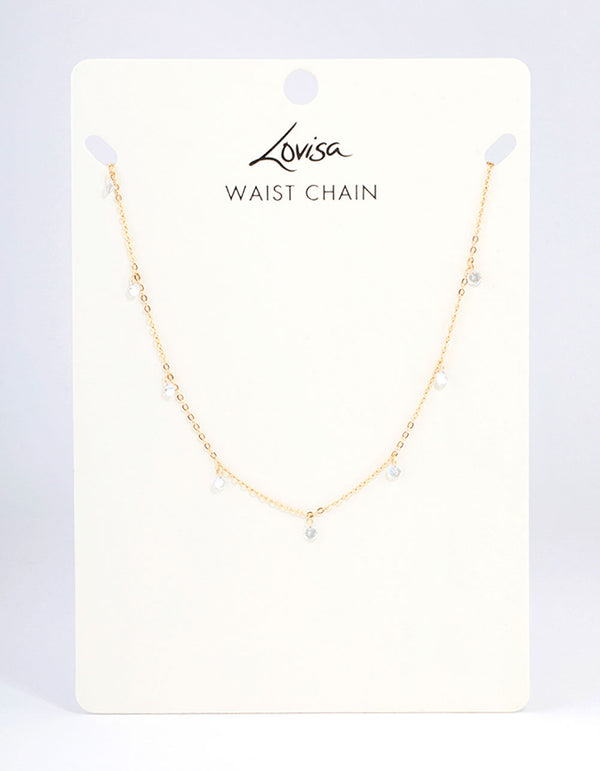 Gold Drop Diamante Waist Chain