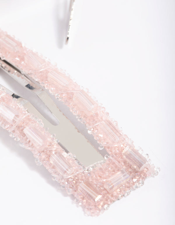 Pink Beaded Clips