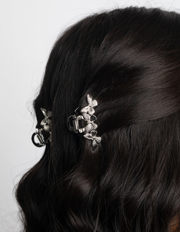 Silver Butterfly Claw Set