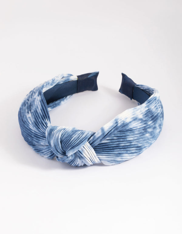 Blue Knotted Tie Dyed Headband