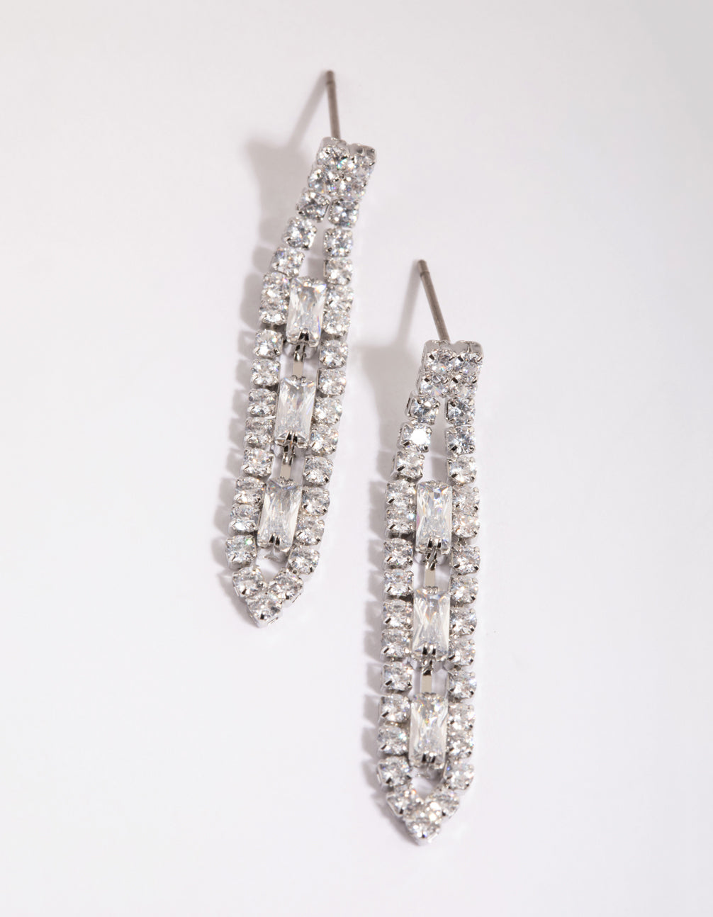 Silver Cubic Zirconia Statement Necklace & Earrings Set