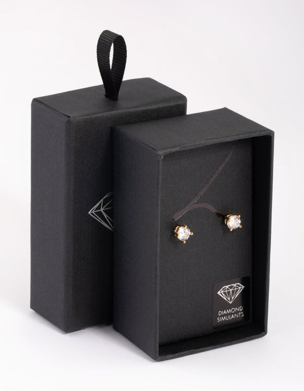 Gold Cubic Zirconia Stud Earrings