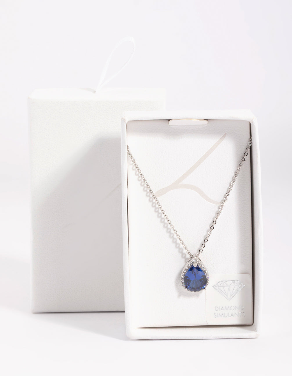 Blue Cubic Zirconia Pear Halo Necklace