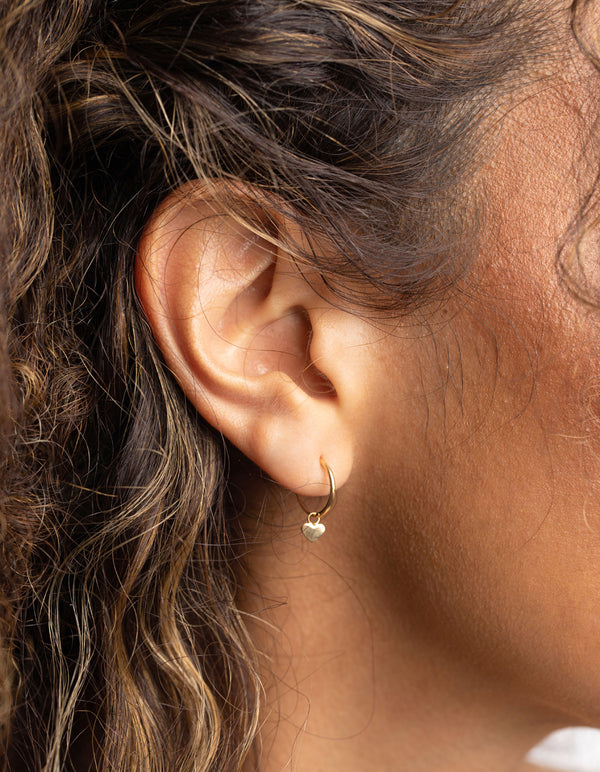 Gold Plated Sterling Silver Heart Huggie Hoop Earrings