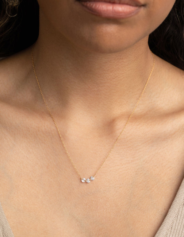 Gold Plated Sterling Silver Crystal Necklace