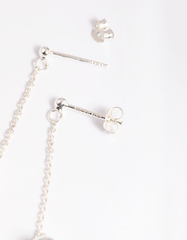 Sterling Silver Ball & Chain Drop Earrings