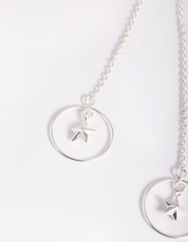 Sterling Silver Star Thread Through Earrings