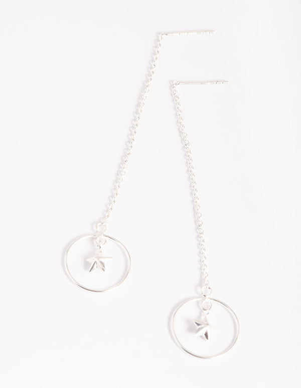 Sterling Silver Star Thread Through Earrings