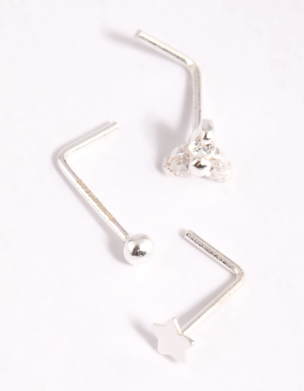 Sterling Silver Star & Flower Nose Stud Pack