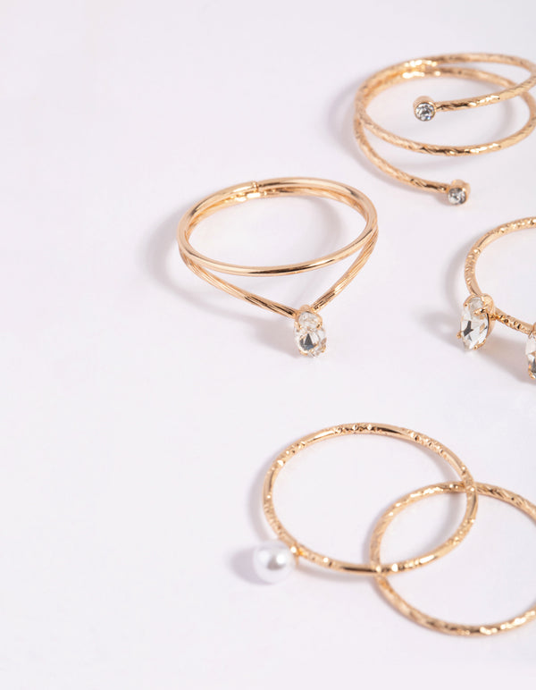 Gold Dainty Oval Ring Stack Pack
