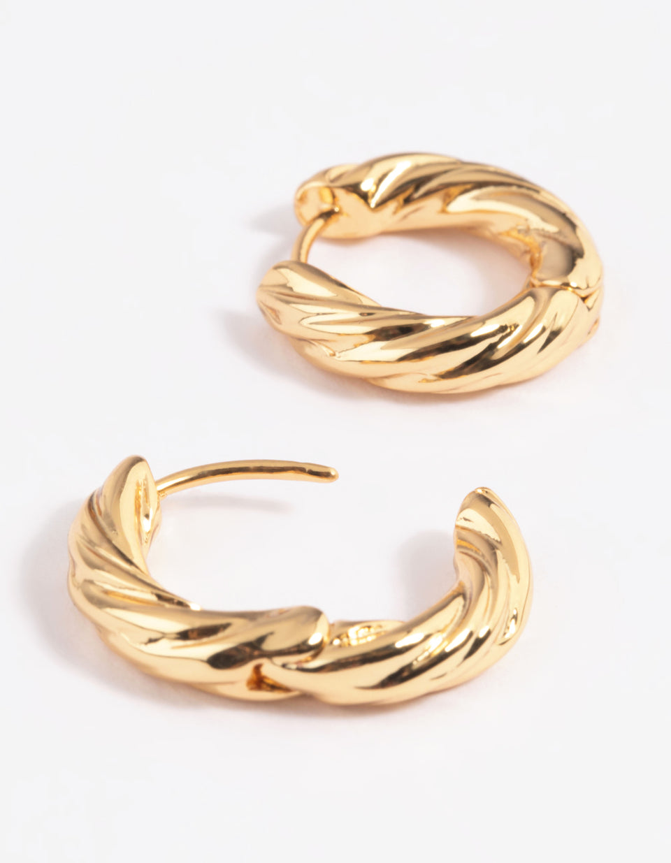 GOLD POLISHED TWIST HUGGIE EARRING