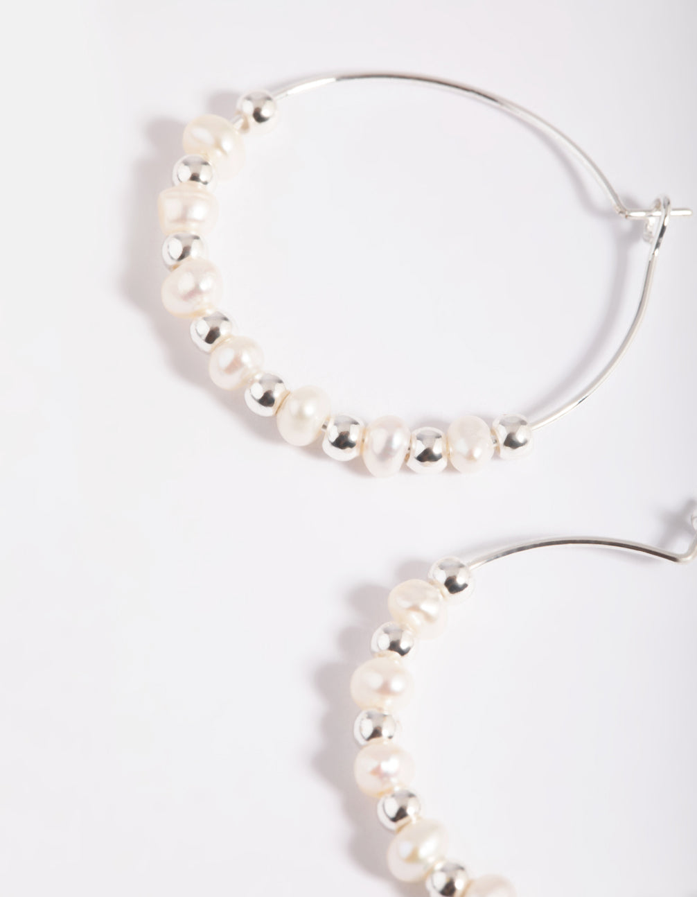 Silver Plated Wire Pearl Hoop Earrings