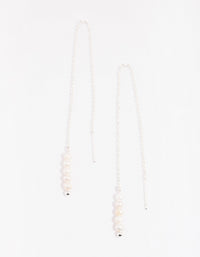 Silver Plated Pearl Thread Through Earrings - link has visual effect only