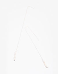 Silver Plated Pearl Thread Through Earrings - link has visual effect only
