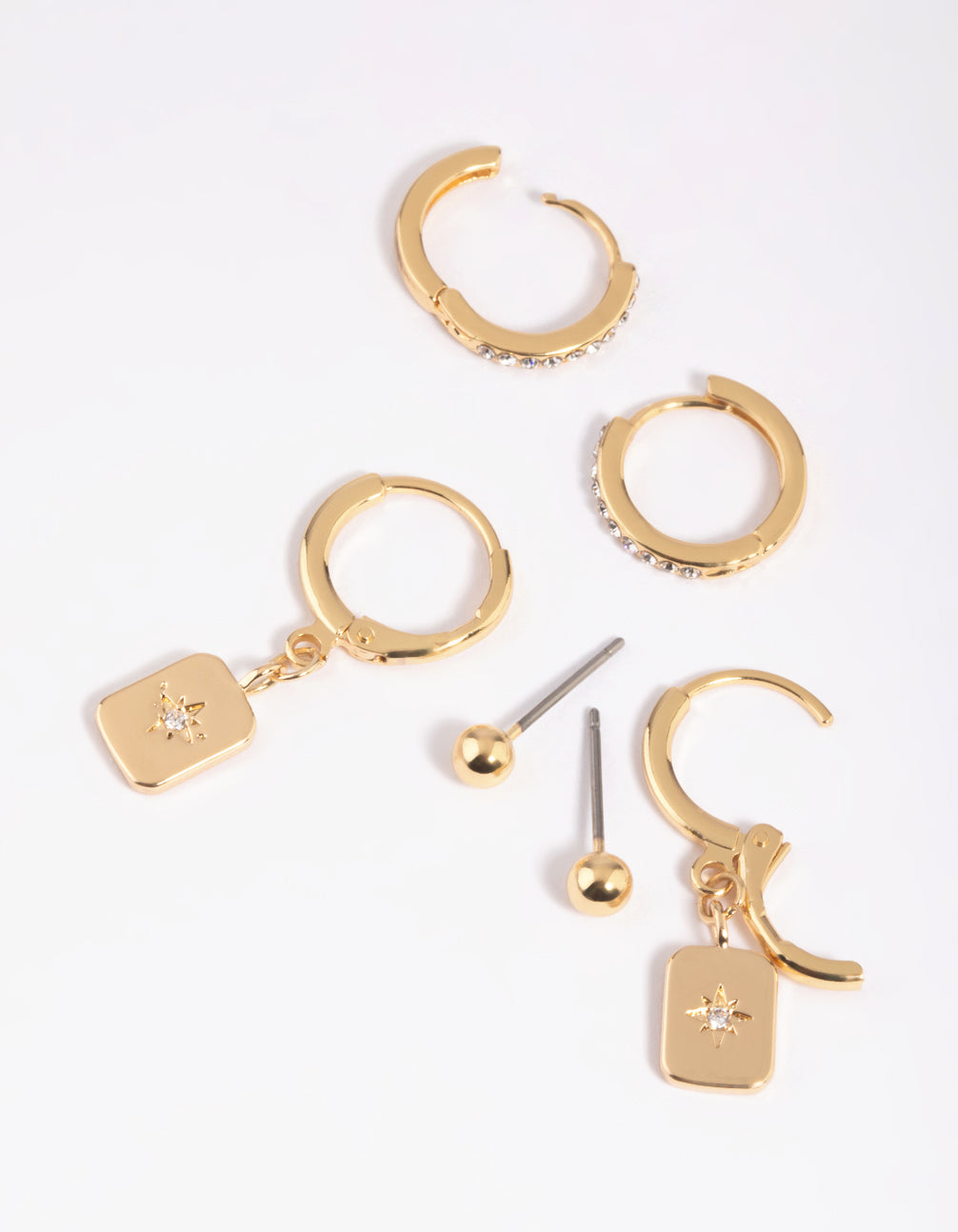 Gold Plated Brass Celestial Earring Stack 6-Pack