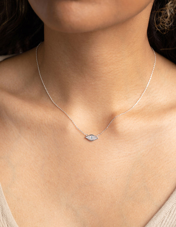Silver Plated Evil Eye Pendant Necklace