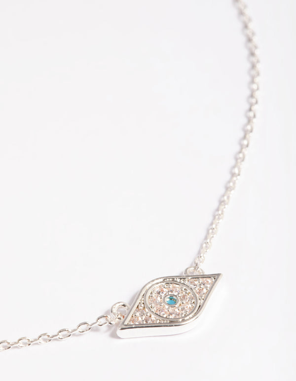 Silver Plated Evil Eye Pendant Necklace