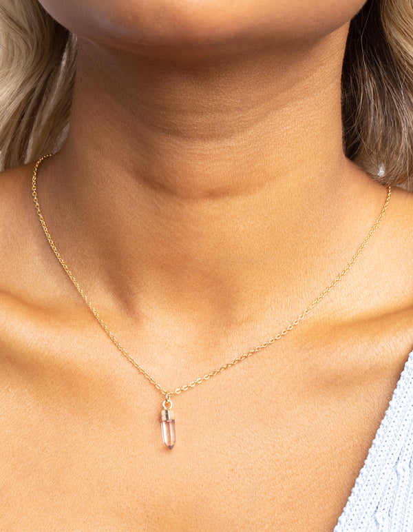 Gold Plated Quartz Shard Pendant Necklace