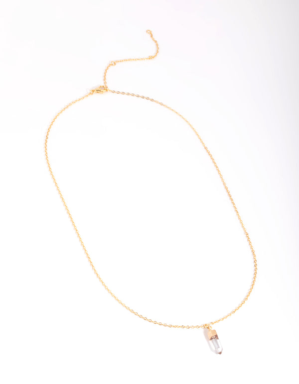 Gold Plated Quartz Shard Pendant Necklace