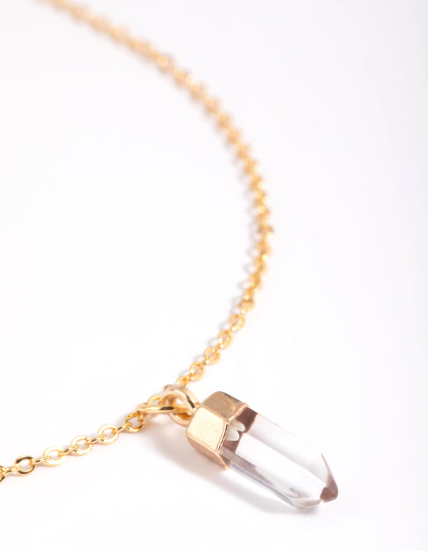 Gold Plated Quartz Shard Pendant Necklace