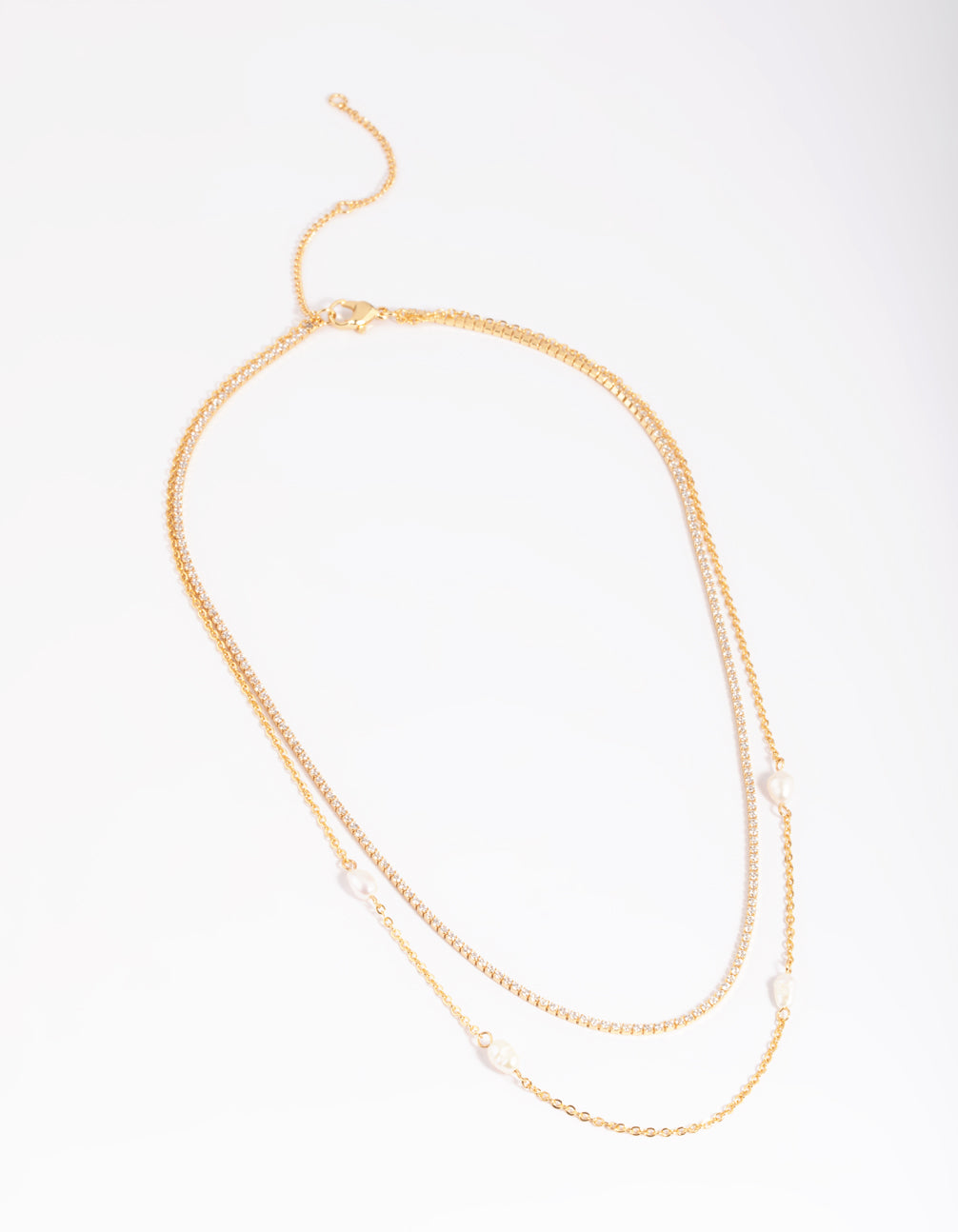 Gold Plated Pearl Layered Necklace