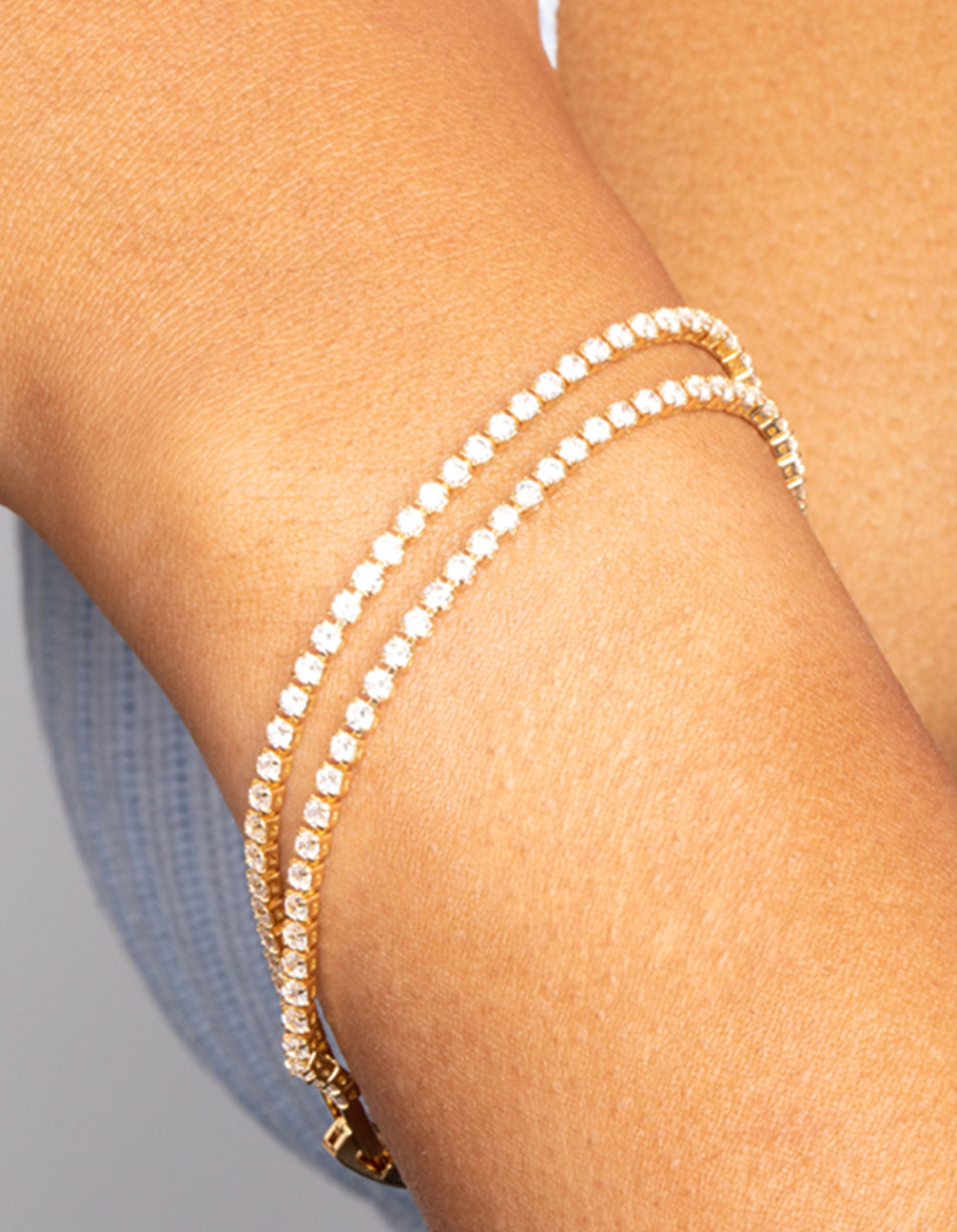 Gold Plated Cubic Zirconia Layered Bracelet