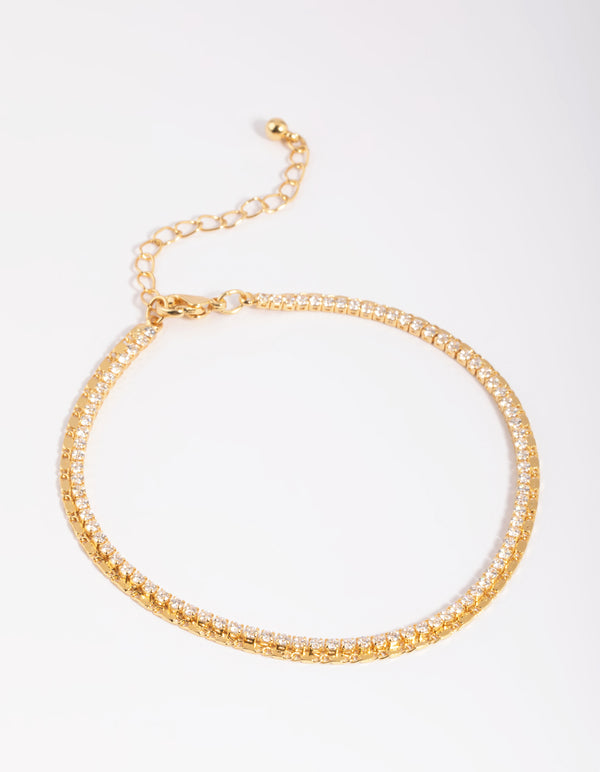 Gold Plated Cubic Zirconia Tennis Anklet