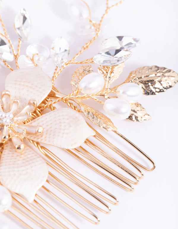 Blush Etched Flower Comb