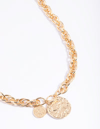 Gold Chunky Chain Coin Necklace - link has visual effect only