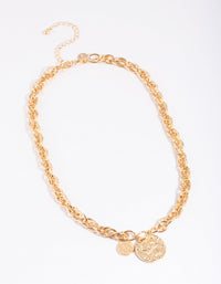Gold Chunky Chain Coin Necklace - link has visual effect only