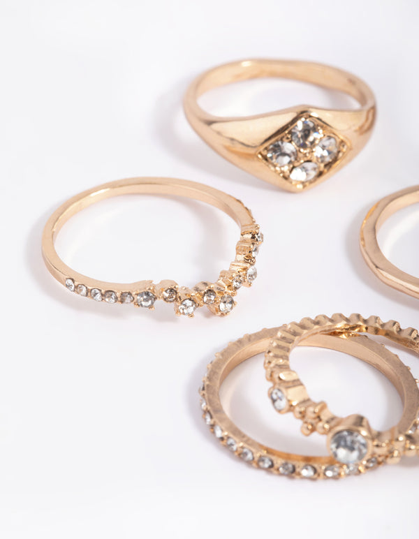 Gold Sparkly Ring Stack Pack
