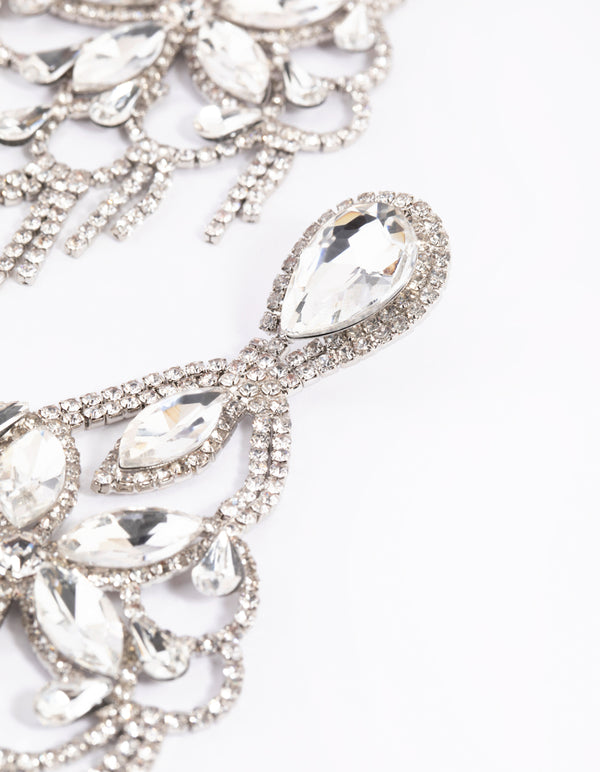 Silver Diamante Statement Earrings