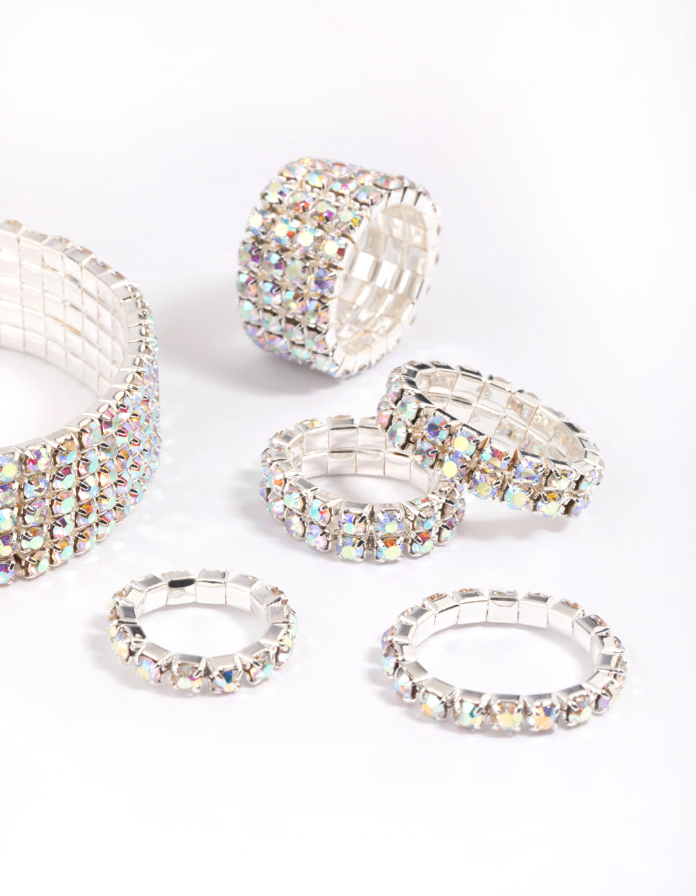 Silver Diamante Bracelet & Ring Set