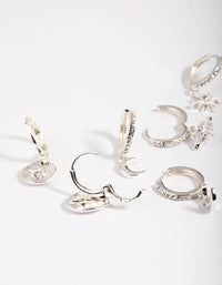 Silver Plated Celestial Huggie Earring Stack Pack - link has visual effect only