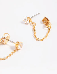 Gold Plated Cubic Zirconia Jacket Earrings - link has visual effect only